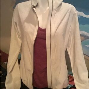 Luhta Large thin white furry zip jacket